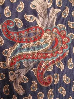 Corbata Retro Rojo Azul Champagne Gris Paisley Fondo Azul Oscuro Mikael York O Foto 1 de 4