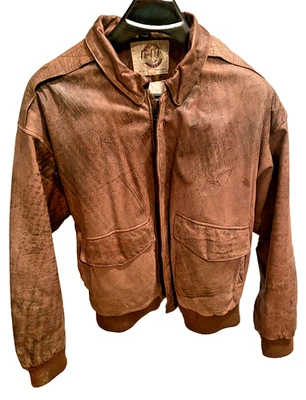 Vintage 90s Distressed Brown Leather Retro Aviator Flight Jacket Mens M - Image 1 of 4