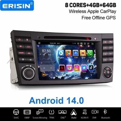 64GB Carplay Android 14 BT DAB+ Autoradio GPS CD Mercedes E/CLS-Klasse W211 W219 - Bild 1 von 4