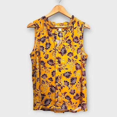 Market & Spruce Stitch Fix Gold maroon Floral Blouse Large NWT - Image 1 of 4