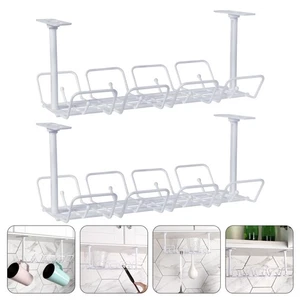2 Pcs Rack De Stockage Gestion Des Cordons Sous Le Bureau Organisateur Câbles - Photo 1/12