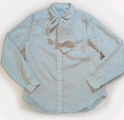 Vintage Levi Strauss & Co Button Up Dot Blouse w/ Removable Ruffle Bow Collar M - Imagem 1 de 3
