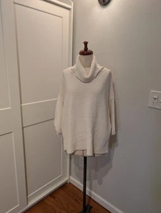 Free People Swim Too Deep? Gr. M Oversize Rollkragen Pullover Elfenbein Baumwolle  - Bild 1 von 5