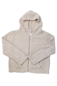 Skims Girls Faux Fur Two Pocket Long Sleeve Zip Up Hoodie Pink Size 12/14 - Picture 1 of 4