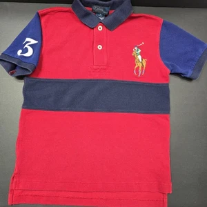 Polo Ralph Lauren Shirt Boy Size 7 Short Sleeve Collared Big Pony Colorblock - Picture 1 of 5