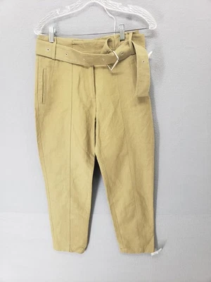 Pantalones IRO Infelasa para mujer 36 tostados tiro alto recortados con cinturón mezcla de lino pantalones Foto 1 de 4