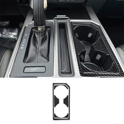 Cubierta de panel portavasos de agua interior de fibra de carbono para Ford F-150 2015-2017 Foto 1 de 4