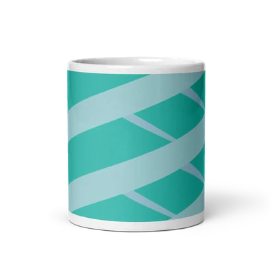 Taza de café de cerámica Serenity Chevron Stripes 11 oz en azul y verde Foto 1 de 3