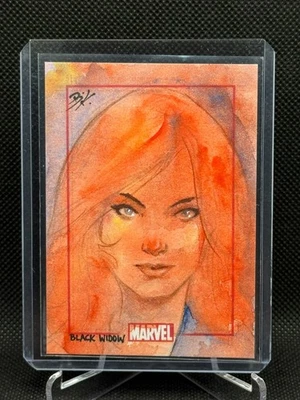 Tarjeta de boceto 2010 Marvel 70 aniversario SketchaFEX Brandon Kenney Black Widow Foto 1 de 2