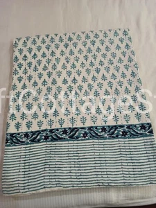 Beautiful Cotton Hand Block Print Quilt With Kantha King Size Bedspread Throw - Picture 1 of 18
