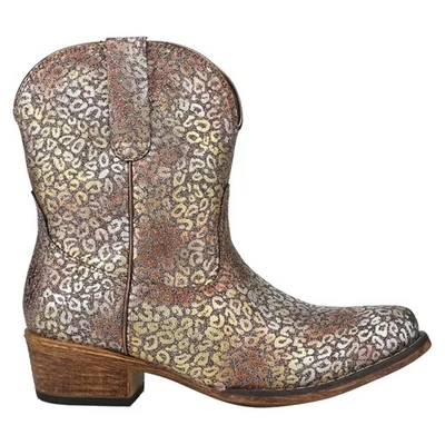 New Sz 7.5 Women's Roper Ingrid Snip Toe Metallic Sparkle Leopard Cowgirl Boot - Image 1 of 4