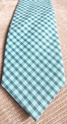 Corbata de cuello de algodón a cuadros azul aguamarina Nordstrom 1670 delgada trabajo boda iglesia nueva Foto 1 de 4