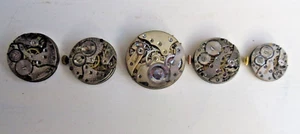 5 Antique Manual Wind Watch Movements Job Lot For Spares & Repairs. - Picture 1 of 6