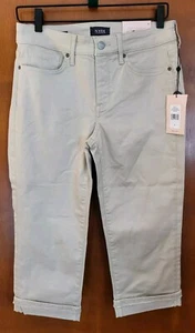 NYDJ Marilyn Straight Crop Jeans With Fray Cuff Size 6 Feather NWT Neutral  - Picture 1 of 5
