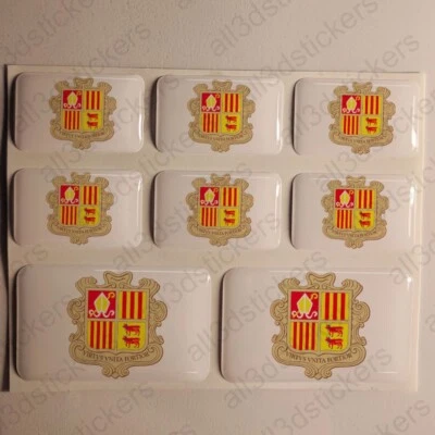 ALL3DSTICKERS Aufkleber Andorra Wappen 3D Gedomt 3D Flagge Kfz-Aufkleber Rechteckig