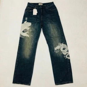 Pantalones de mezclilla para hombre Karakuri Tamashii sin usar Dragon Carp bordados azules 32 - Imagen 1 de 8