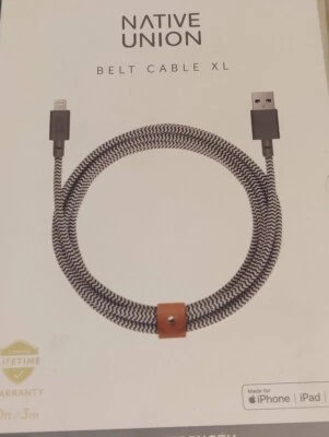 Native Union Lightning Belt Cable XL 3m Ultra-Strong iPhone iPad MFi-Certified - Image 1 of 4