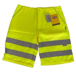 DICKIES Shorts L Hi Vis Work Pants Hi Viz Industrial Safety Cargo Shorts Pockets - Picture 1 of 6