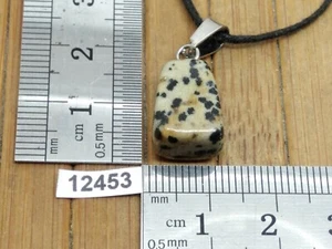 Pendentif JASPE DALMATIEN + cordon reglable mineraux pierre roulée reiki bijou - Picture 1 of 1