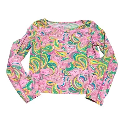 Camisa de natación de manga larga con protección contra erupciones Lilly Pulitzer para niñas talla 5 rosa cachemira Foto 1 de 4