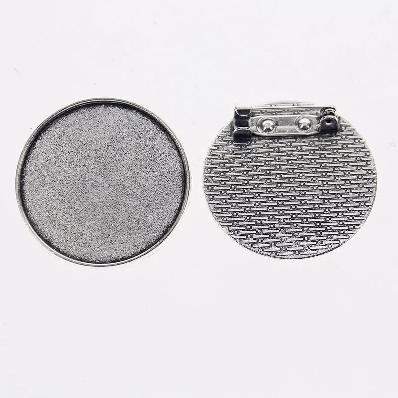 4pcs Tibetan Silver Color ROUND 30mm Cabochon Settings  Rim Brooch Design XA0112 - Image 1 of 1