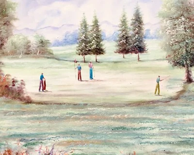 Original golf themed oil painting on canvas 28x24 - Изображение 1 из 4