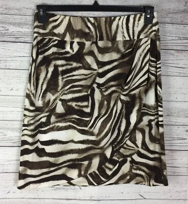 Chico’s Brown Animal Print Sally Sarong Pull On Faux Wrap Skirt Size 2(L/12) NWT - Image 1 of 4