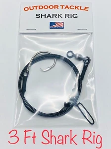 3Ft Castable Shark Fishing Rig 480lb. (Black Wire) Circle Hook - Picture 1 of 9