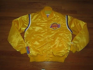 LOS ANGELES LAKERS Vtg 1980s 90s STARTER Gold Jacket coat jersey L Made in USA - Picture 1 of 5