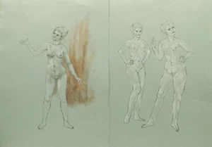 2x Blatt " Mädchen/Frauen Akt No.86 "Malerei/Mischtech. Zuschreibung Wedekind - Bild 1 von 3