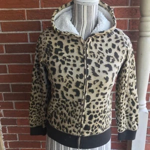 Leopardenmuster Sherpa gefütterter Hoodie The Children’s Place TCP neu mit Etikett sandwashed - Bild 1 von 5