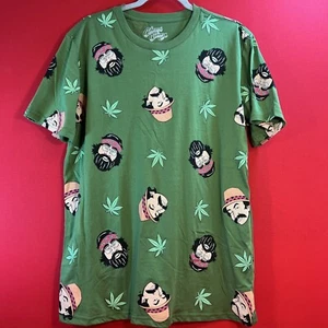 Cheech And Ching Print All Over T-Shirt. Green Size Large - Picture 1 of 3