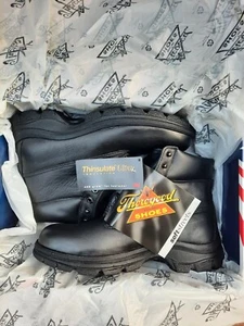 Thorogood Größe 9 schwarz Arbeitsstiefel weiche Straßen 6 Zoll isoliert USA - Bild 1 von 9
