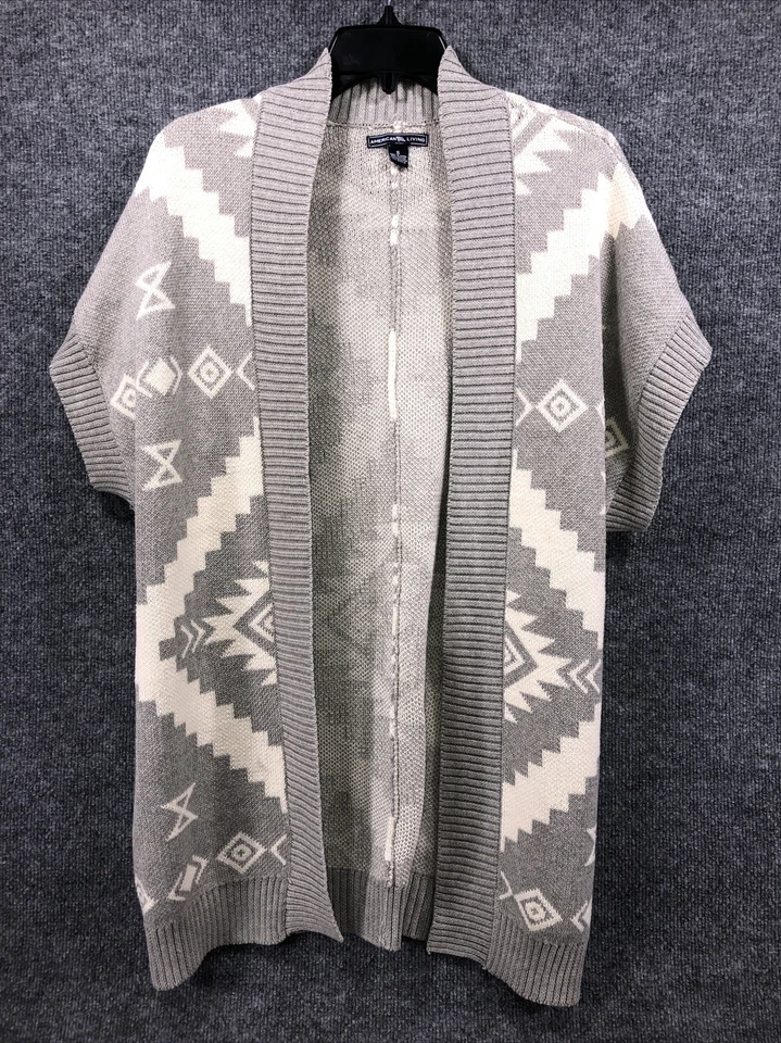 Ralph Lauren American Living длинный вязаный серый женщин кардиган короткие рукава маленький - Изображение 1 из 4