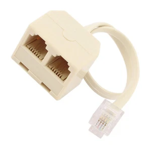RJ11 6P4C Male to Female 2 Way Outlet Telephone Jack Line Splitter Adapter - Afbeelding 1 van 6