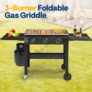 Foldable Gas Griddle 45,000 BTU 3-Burner Flat Top Gas Griddle Cooking Station - Picture 1 of 7