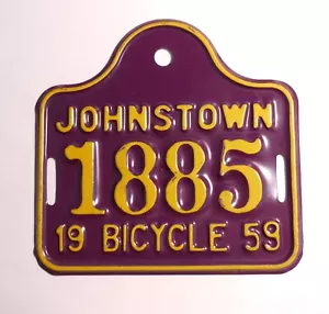 Vintage Pennsylvania 1959 Johnstown Bicycle License Plate - Picture 1 of 1