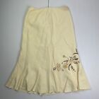 Minuet Skirt 16 Beige Midi Womens Embroidered Silk Linen Blend