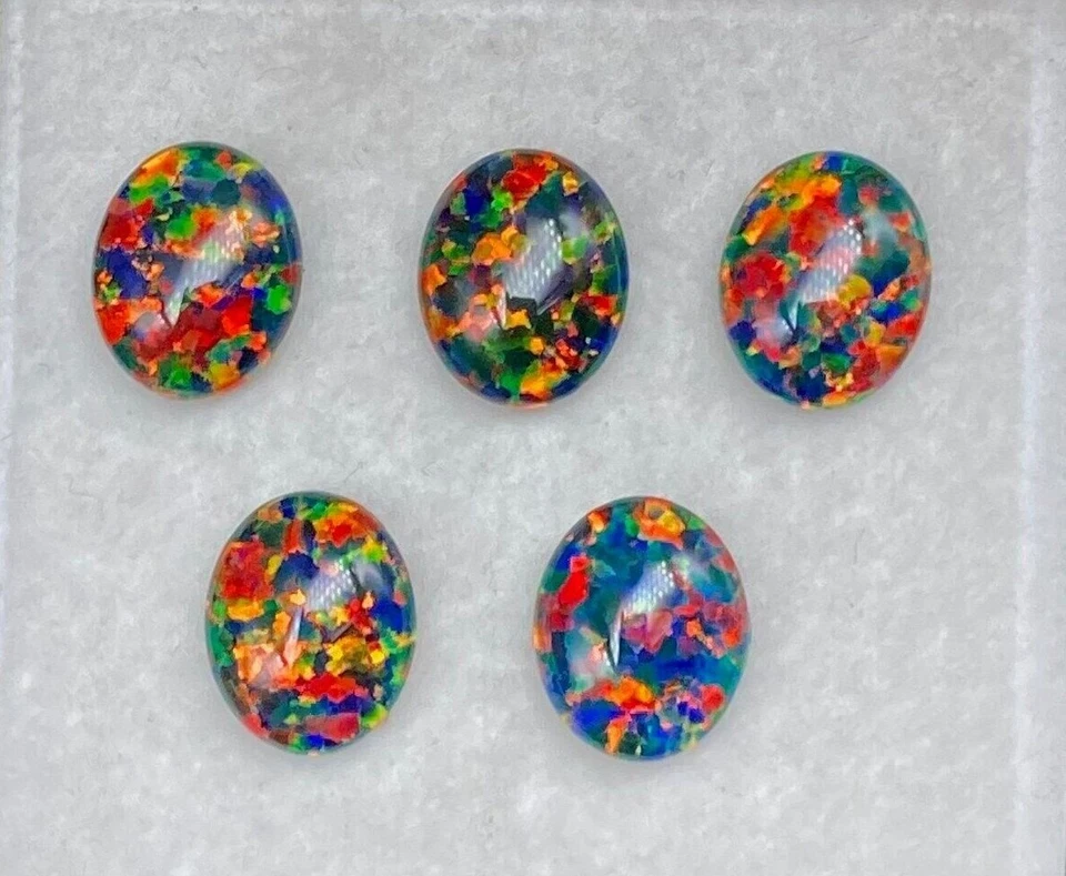 Opal Triplets 11 x 9 mm Oval Very High Quality Created Opals Multi-Coloured - Image 1 of 2