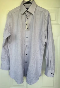 David Donahue Trim Fit Blue Basket Weave Check Dress Shirt 16.5 32/33NEW - Picture 1 of 16