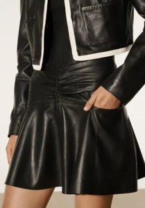 Black Leather Mini Skirt - Genuine Leather - Picture 1 of 6