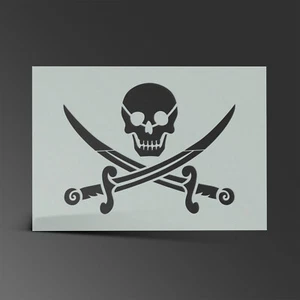Piraten Totenkopf Schablone Jolly Roger Mylar Malerei Wandbild Kinder Basteln 190 Mikron - Bild 1 von 2