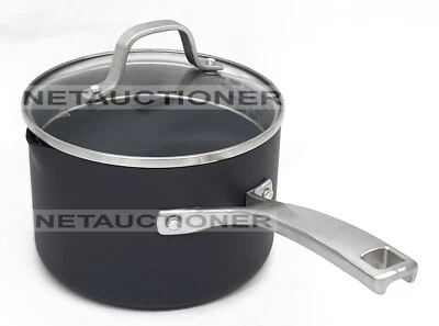 New CALPHALON Classic Hard Anodized AquaShield Nonstick 2.5 Saucepan & Glass Lid - Image 1 of 4