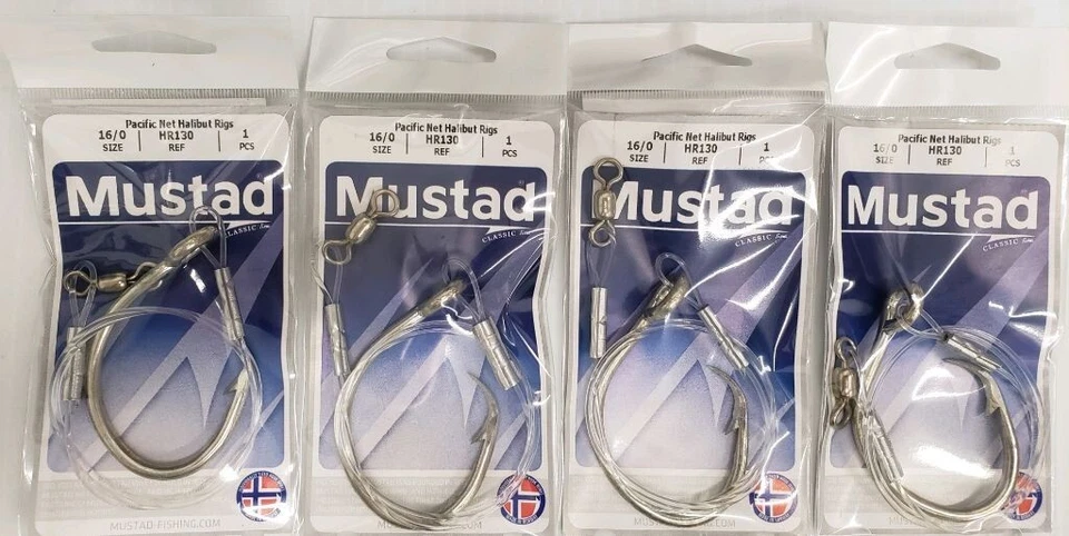 4- Halibut Rig  Mustad HR130-16/0 Hook   130# Mono - 16/0 Circle  VALUE BUY!! - Image 1 of 1