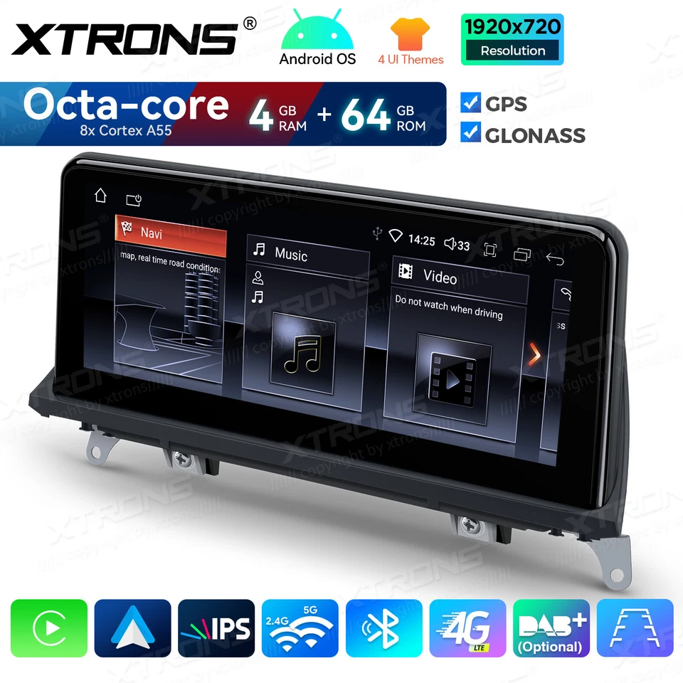 XTRONS QDB10X5CI Autoradio GPS BMW X5 E70 X6 E71 Android 14 Wifi 4G Cic Carplay