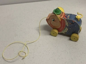 Vintage Fisher-Price PUDGY PIG NO. 478 WOODEN PULL TOY - Picture 1 of 11