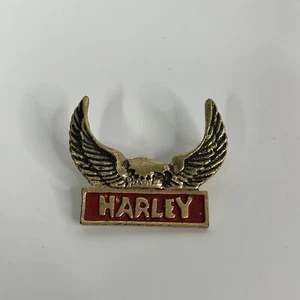 VTG Rare 1970s HOG Harley Davidson Hat Vest Lapel Pin Gold Eagle Wings Biker - Picture 1 of 3