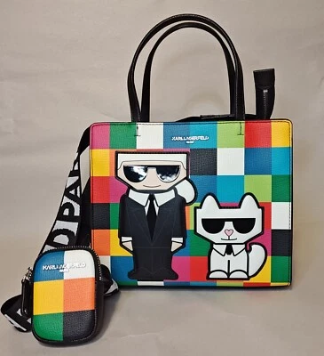 Bolso de Mano Karl Lagerfeld Paris Shopper Cuadrados Multicolor Figura Karl Cat Karl Foto 1 de 4