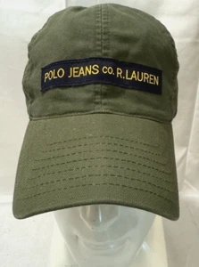 Vintage Ralph Lauren Polo Jeans Green Patch RL Strapback Hat Cap P-9 - Picture 1 of 6