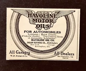 Logotipo de ala publicitaria de aceite de motor Havoline 1911 refinación india impresión antigua AD - Imagen 1 de 1